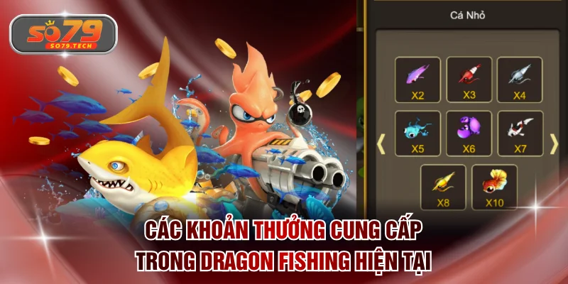 Các khoản thưởng cung cấp trong Dragon Fishing hiện tại
